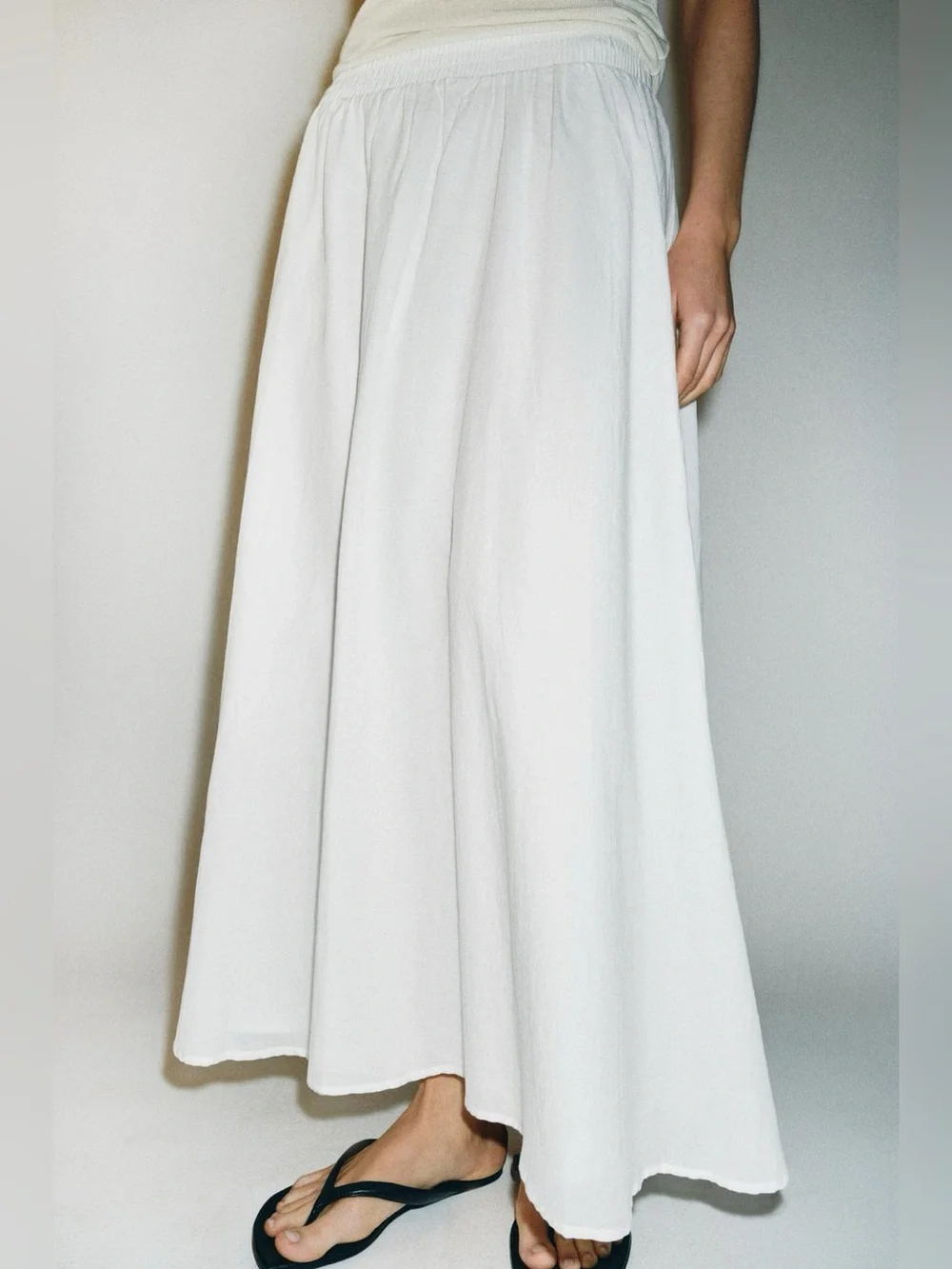 ZARA White Cotton Layered Midi Skirt. XL NWT